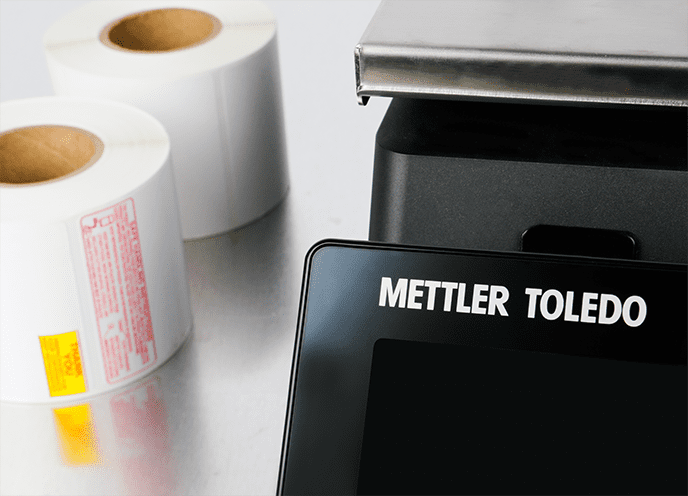 A Mettler Toledo scale dispensing a printed label